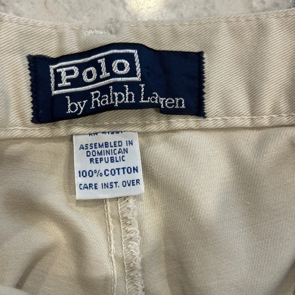 Polo Ralph Lauren Men 34x29 Pleated Chino Pants Khaki 100% Cotton‎